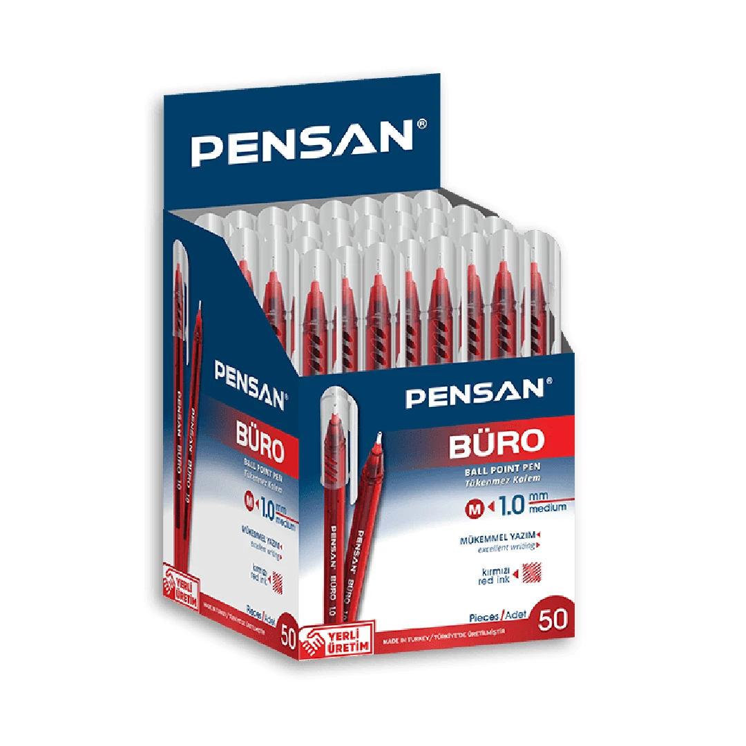 

Pensan Buro Ballpoint Pen 50 Pcs Box 1mm Blue Red Black Office School Writing Supplies Stationary High Quality Turkish Brand