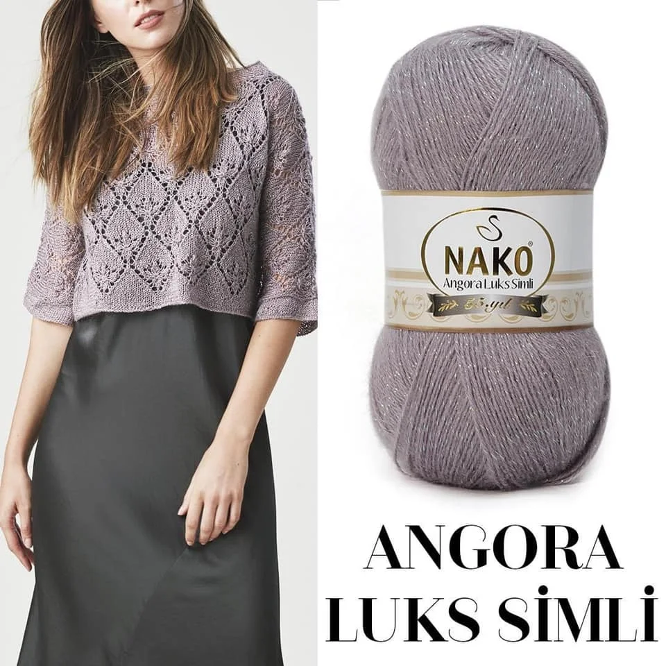 Nako Angora Lüks Simli Wool Hand Knitting Yarn, 100 grams 550 meters, 18 Color, Acrylic, Moher, Glitter, Thread, Home Textile, Accessory Materials,