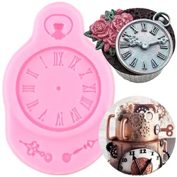 Mechanical Vintage Clock Silicone Mold Steampunk Gear Cake Border Fondant Cake Decorating Tools Chocolate Mould Clay Resin Molds