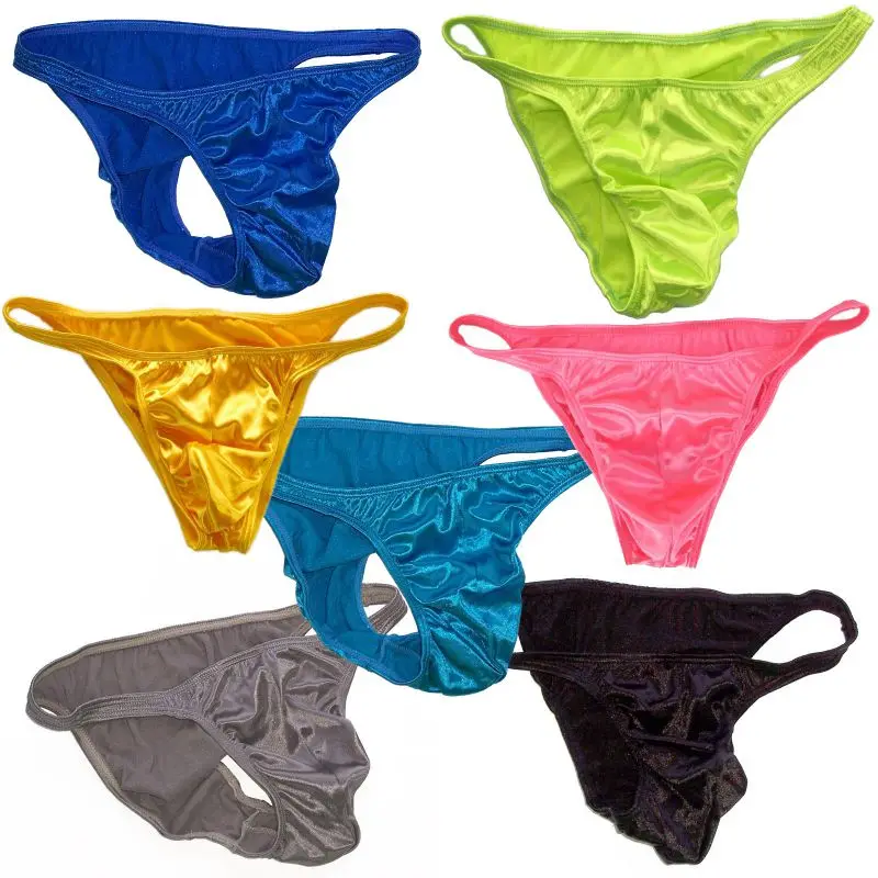 Mens G319Y underwear String Bikini Fashional Bodybuilder Panties Front Pouch Moderate Back Shiny Satin Knit