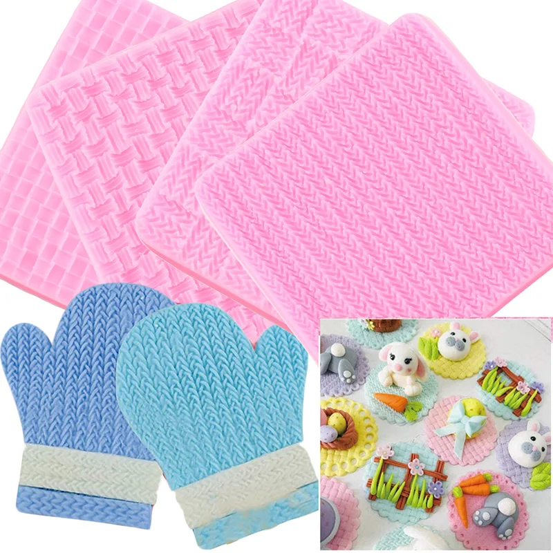 Knitting Sweater Fondant Mold Crochet Texture Silicone Moulds DIY Cake Border Cake Decorating Tools Chocolate Gumpaste Moulds