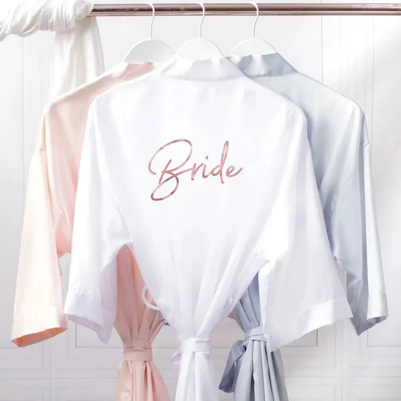 Rose Gold Bridesmaid Robes Cute Bridesmaids Gift Bride Squad Wedding Robes Bridal Party Gown I Do Crew Bride Tribe Dressing Gown