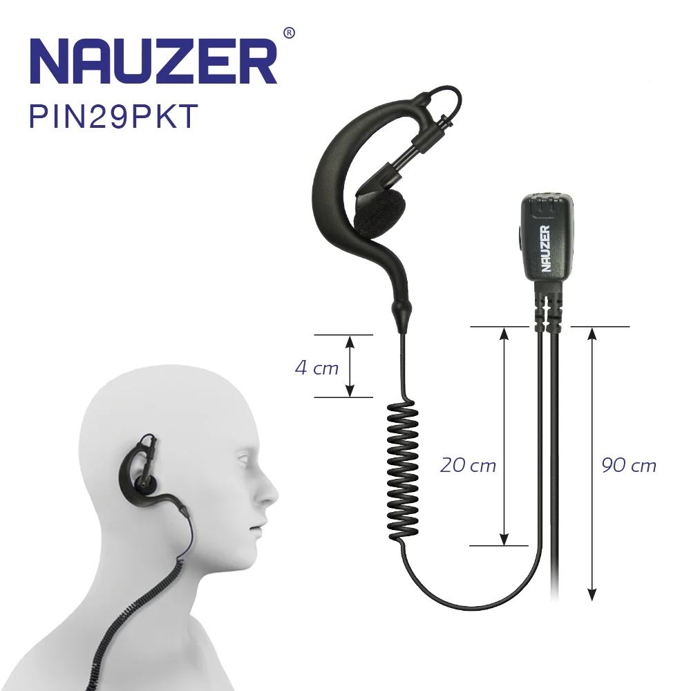 PIN-29-PKT NAUZER Pinganillo/Micro-headset for Walkies Compatible with KENWOOD PKT23