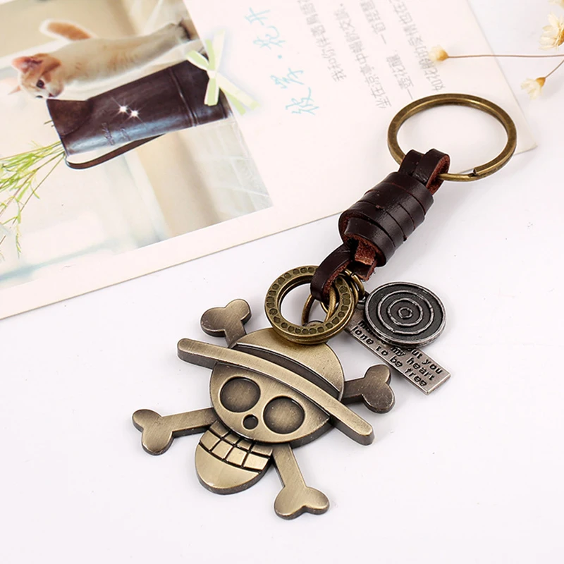 ONE PIECE Anime Genuine Keychain Charm Key Ring Pendant Keyring Luffy Hat Zoro Sanji Key Bag Car Accessories Trendy Jewelry Gift