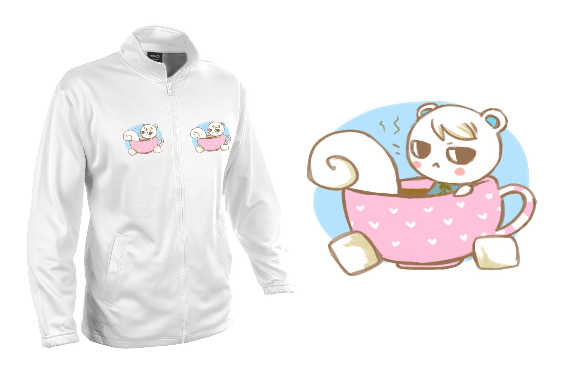 Jacket TECNICA 2 DRAWINGS SQUIRREL CHIBI VERY CUTE jacket