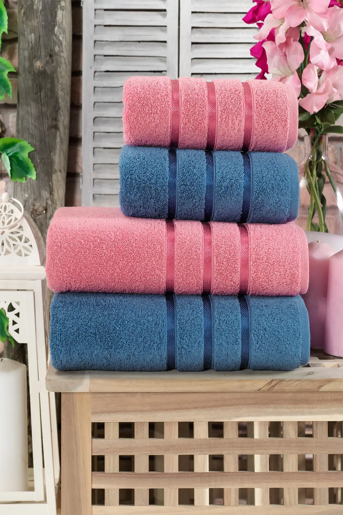 Bath Towel Set 100 Cotton 4pcs For Adults Quick Dry Easy Cleaning Bathroom Face Compressed Beach Hotel Foot made in English