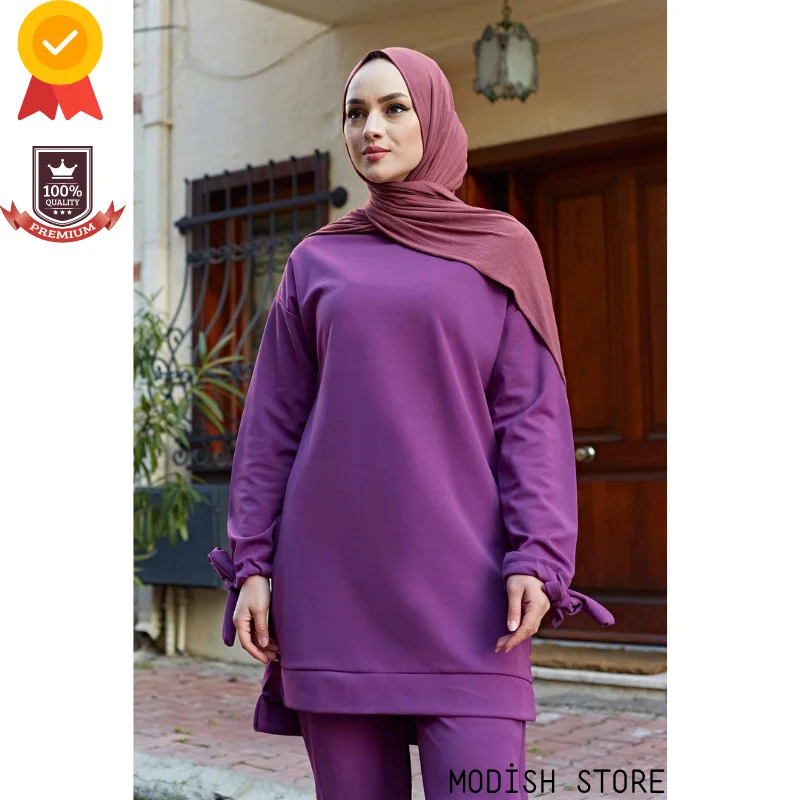 Linerless Crew-Nec Muslim Woman Set 2021 Dresses For Women Abaya Dubai 2021 Ramadan Aid Moubarak Hijab Set Kaftan Islam