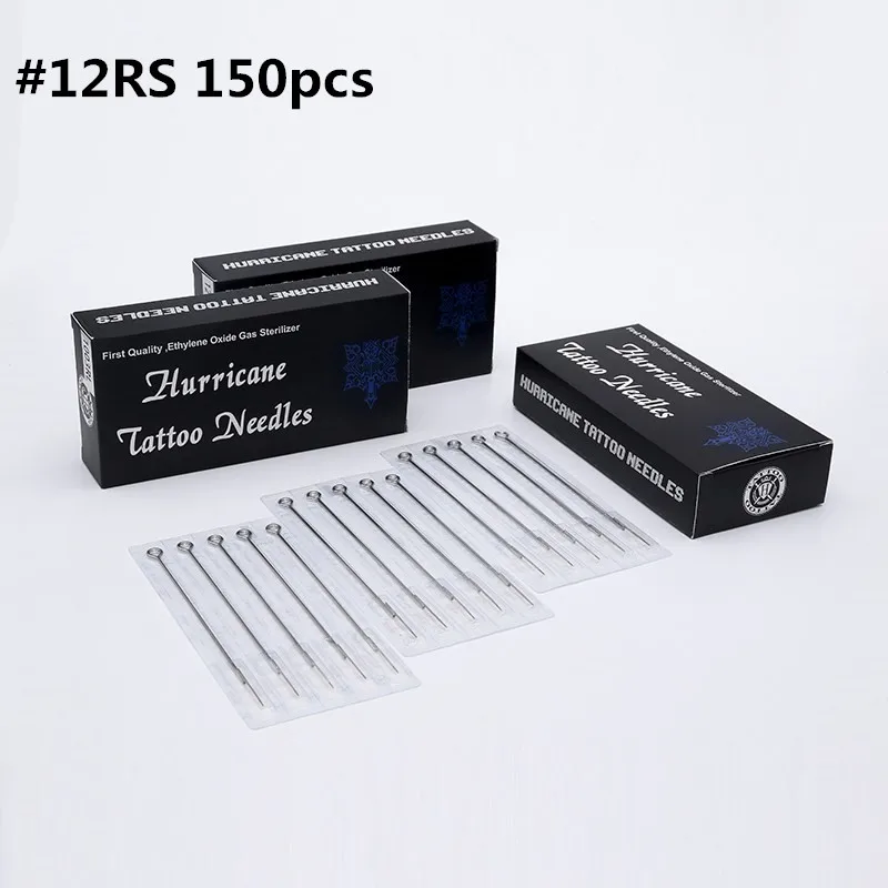 #12RS 0.35mm Tattoo Needles 150pcs Professional Hurricane Tattoo Needles Disposable Sterile Round Shader Needles For Artists