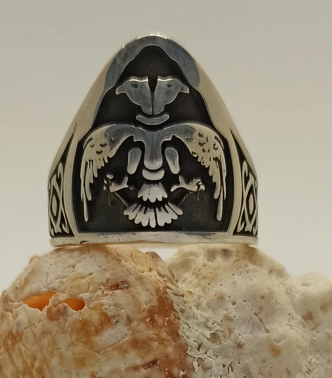 

925 Real Sterling Silver Men's Ring Double Headed Eagle Ring