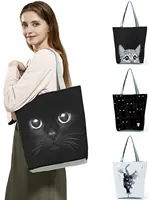 Bolsos con diseño de animales de alta capacidad, bolso de mujer con estampado de gato negro, bolso de compras, bolso de hombro informal reutilizable para oficina, triangulación de envíos