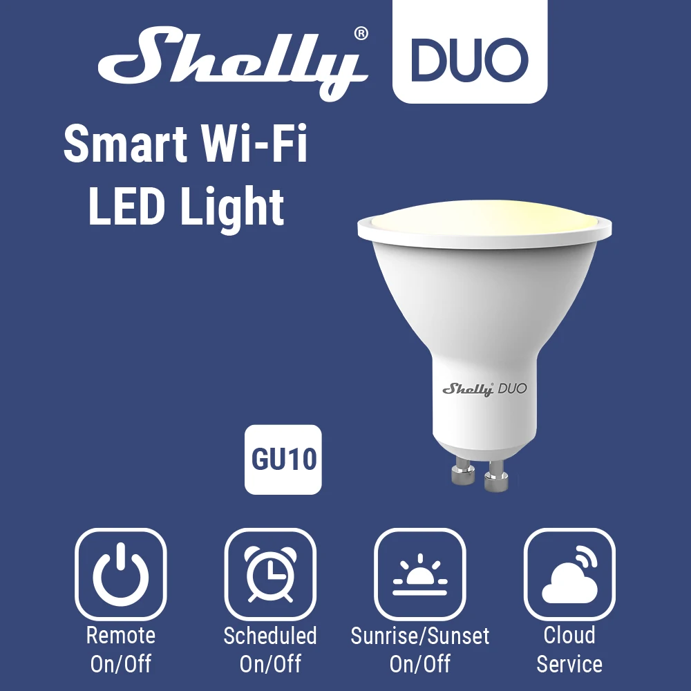 Shelly DUO GU10 White/Rgbw 5W WiFi Smart Light Bulb LED Work with Google Home 220-240V Dimmable Timer Function Magic Bulb