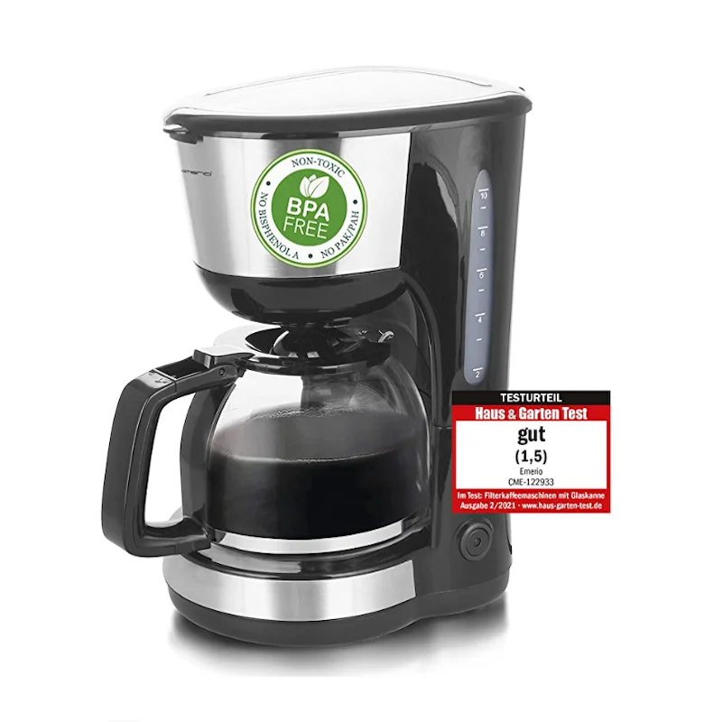 Emerio CME-122933 Filter Coffee Machine, 1.25 L for up to 10 Cups of Fresh Coffee, Removable Permanent Filter, Anti-Drip Functio