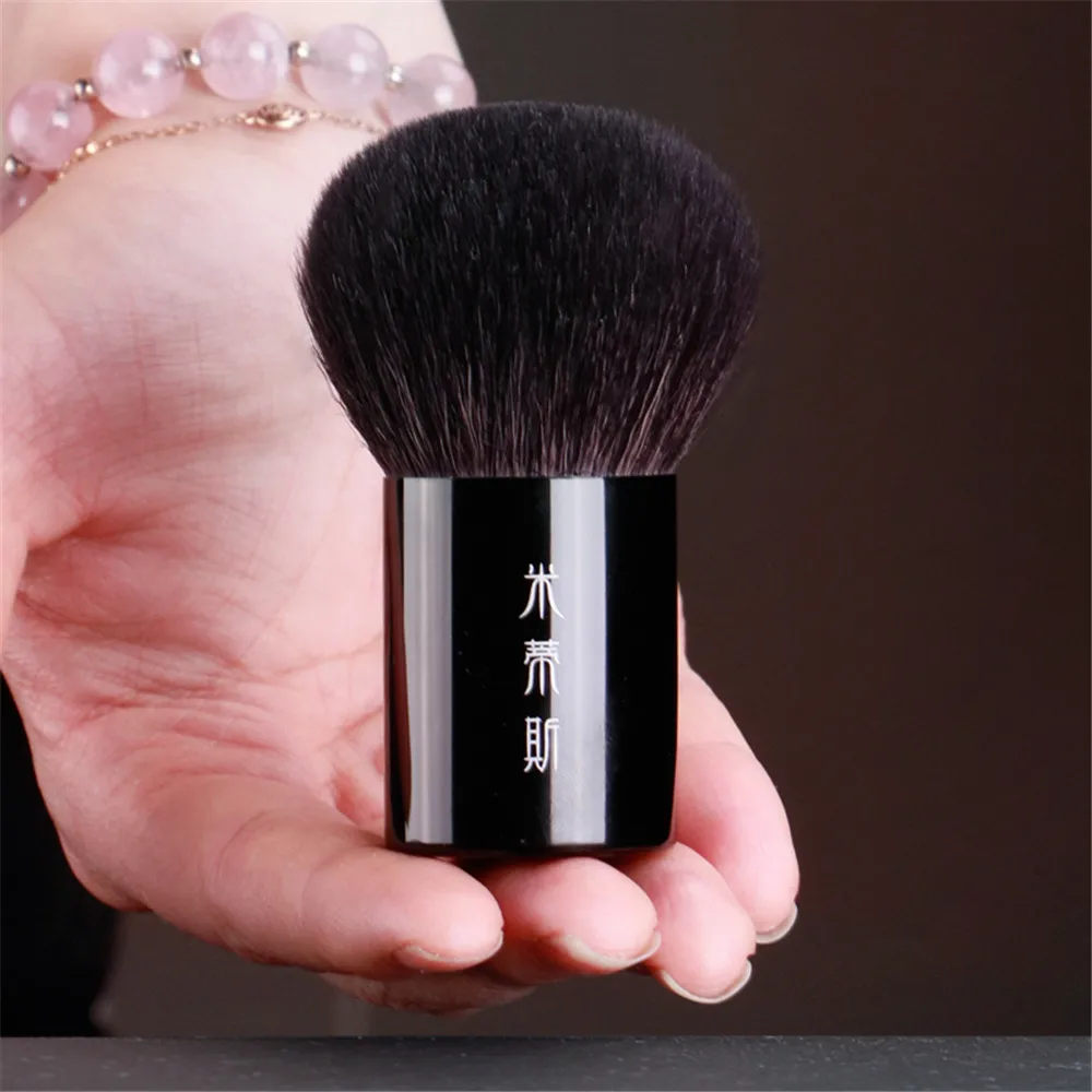 Buff Bronzer Powder Kabuki Makeup Brush - Natural Bristle on-the-go Powder Blush Bronzer Brush