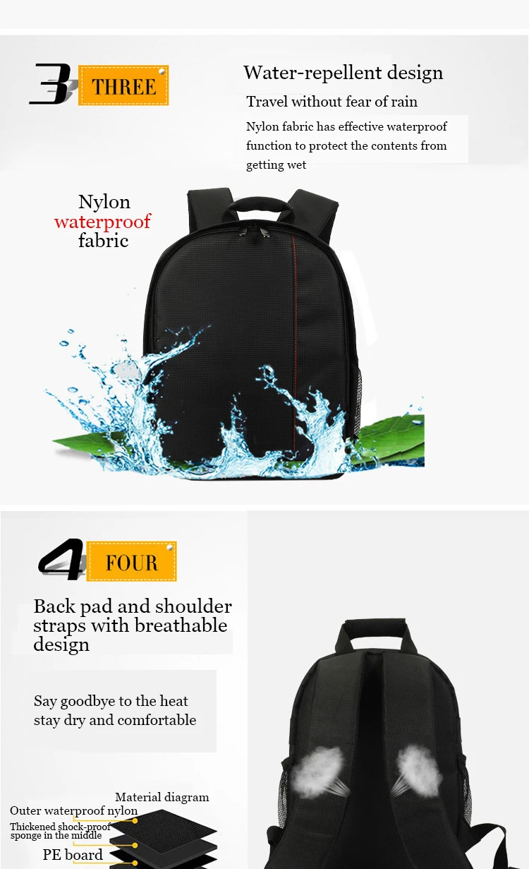 Wasserdichte Kameratasche, Outdoor-Fotografie-Rucksack, Video-Digitale Einzelobjektiv-Spiegelreflexkamera-Tasche, Geeignet für die Meisten Kameras – Detail 7