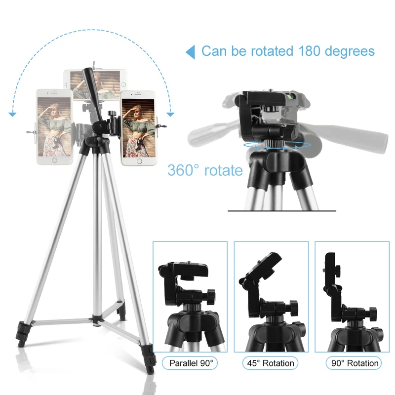 152cm Black Tripod Extendable Portable Selfie Tripod Support With Remote Shutter And Hangbag For Mobile Phones Travel Photograph