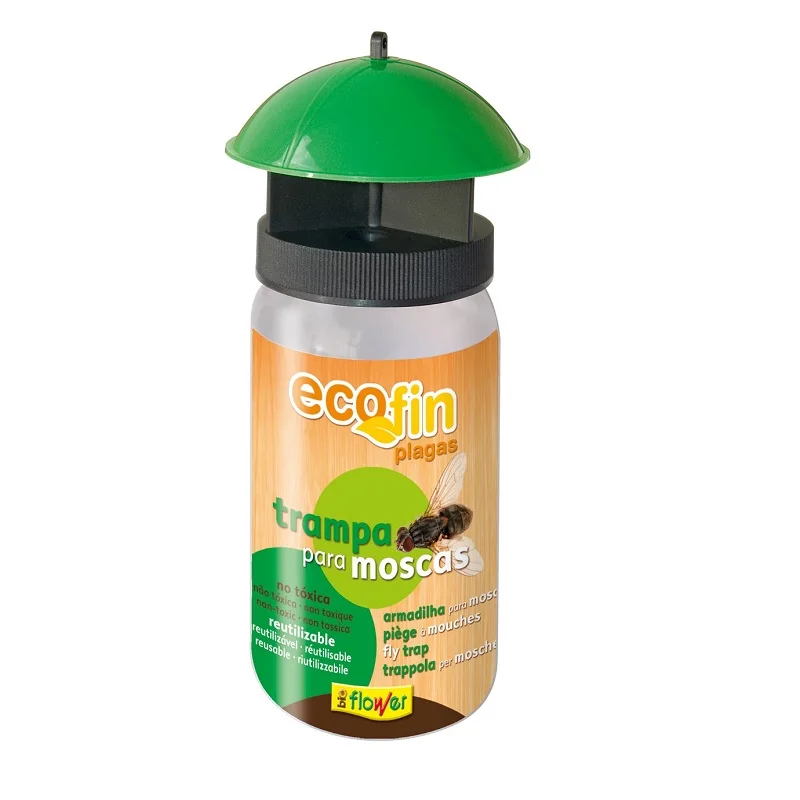 FLOWER Ecofin fly trap, outdoor fly trap, with attractive bait, reusable, non-toxic, great attracting power, pest Contol trap, 1 unit