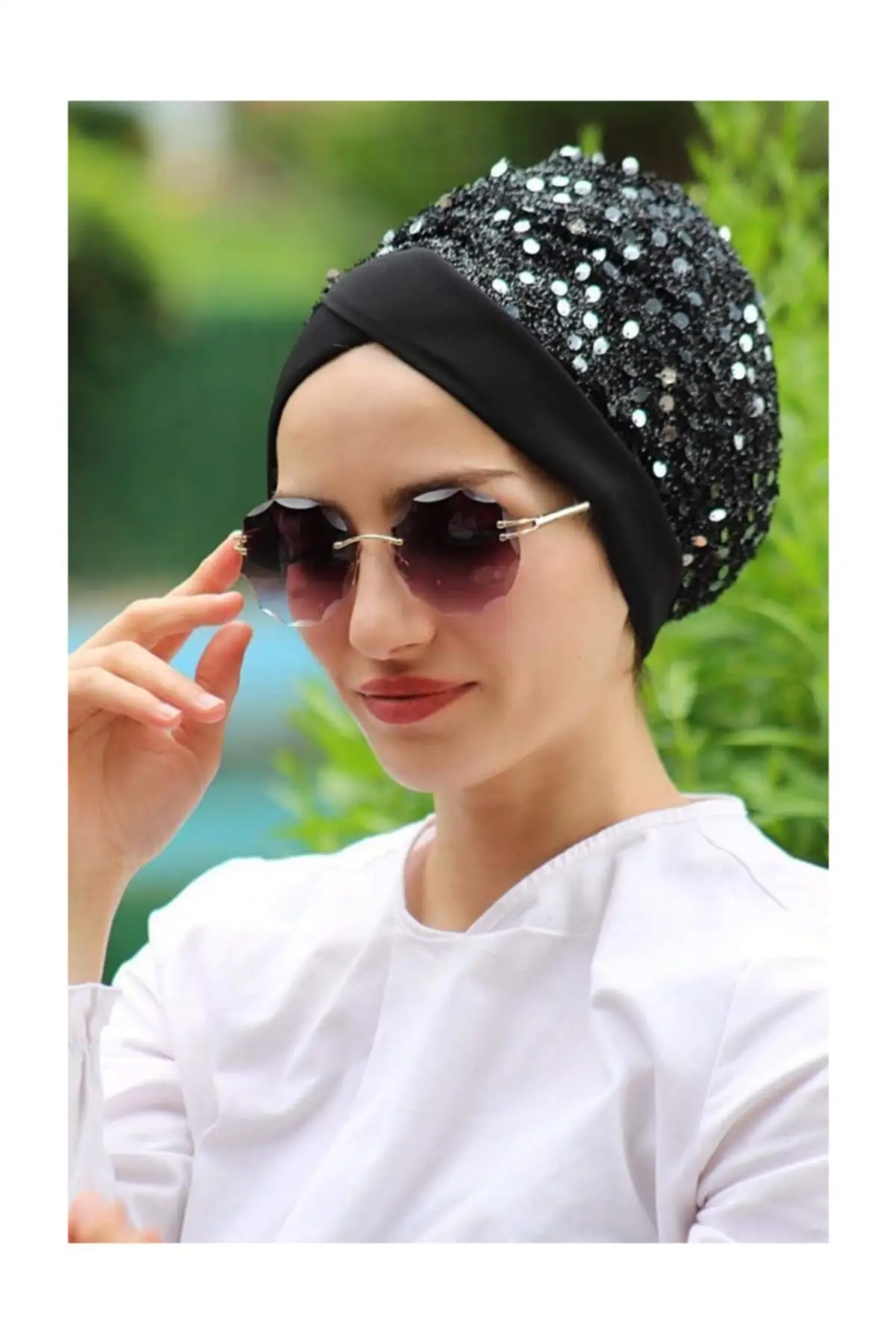 Sequin Bathing Cap Black Metallic without black red purple abaya scarf masortu Hood sportwaer Islamic Muslim women clothing ferace turk wedding easy