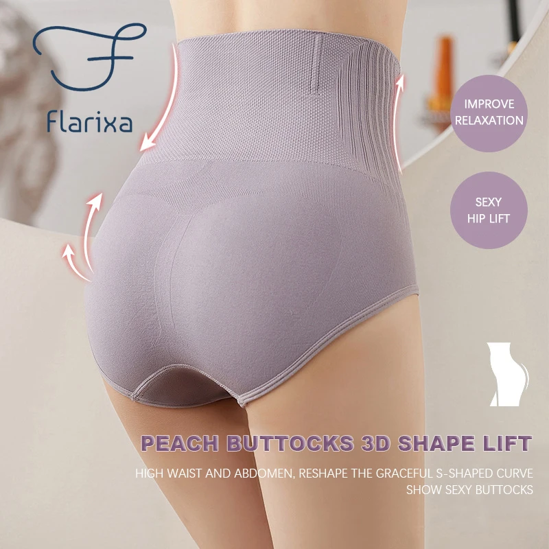 Flarixa Seamless Women\'s Panties High Waist Flat Belly Panties Body Shaping Underwear Comfort Postpartum Abdominal Pants Briefs