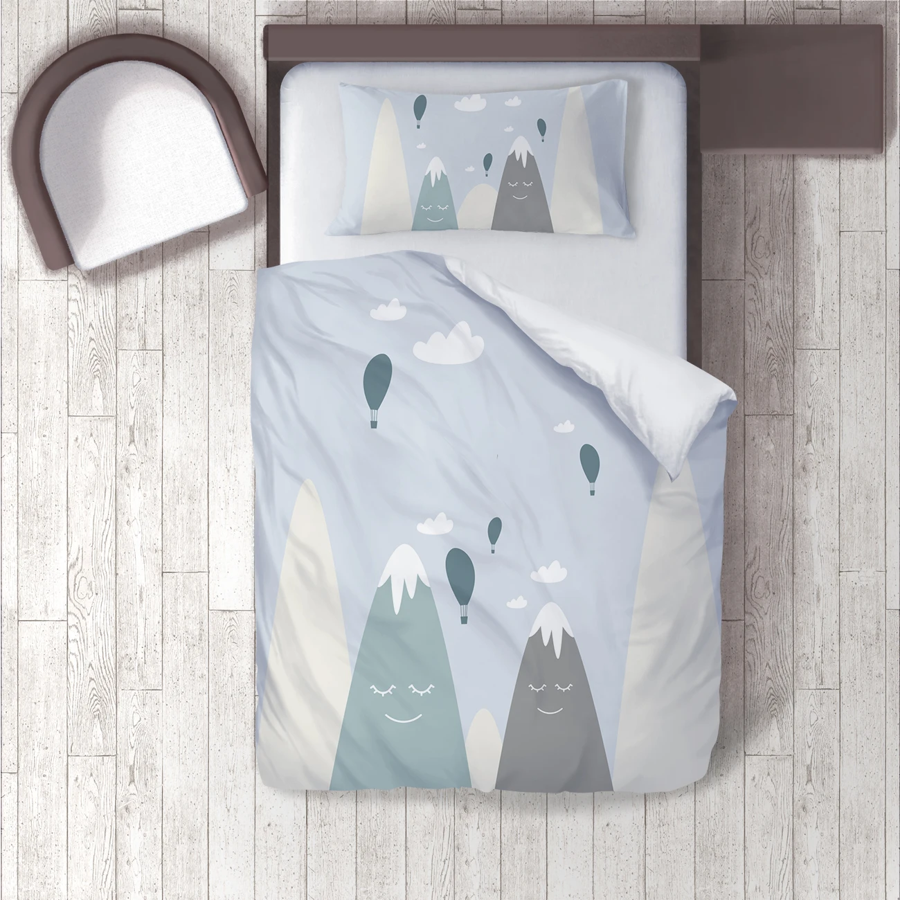 

Duvet Cover Set Bedding Set Pillow Case for Baby and Kids Room 3D Printed Blue Mountain Balloon Model 1360