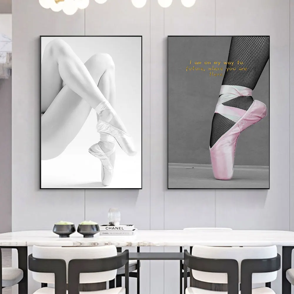 Ballet Dancing Girl Inspirational Quotes Canvas Painting Posters and Prints Art Wall Picture for Living Room Bedroom Aisle Decor