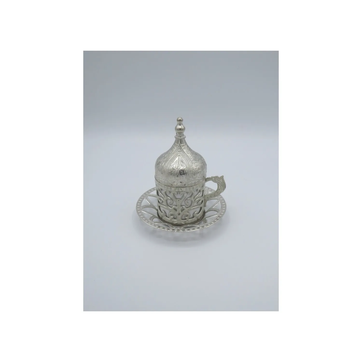 6'lı Embroidered Silver Turkish coffee Cup Pad underlay for handle cover interior porcelain service