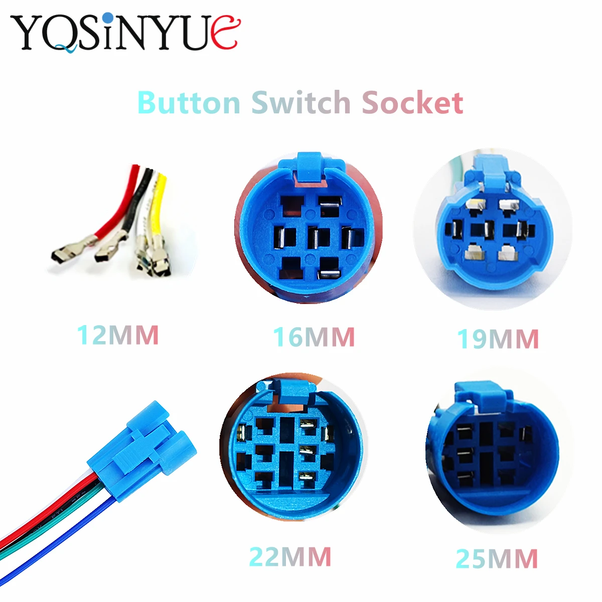 1PC 12mm 16mm 19mm 22mm 25mm Cable Socket For Metal LED Push Button Switch 2-6 Wires Stable Lamp Light Button Connector