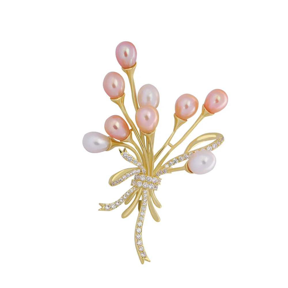 New Natural Pearl Confession Balloon Brooch High-End Corsage Luxury Clothing Accessories Female Gifts Coat Accessories