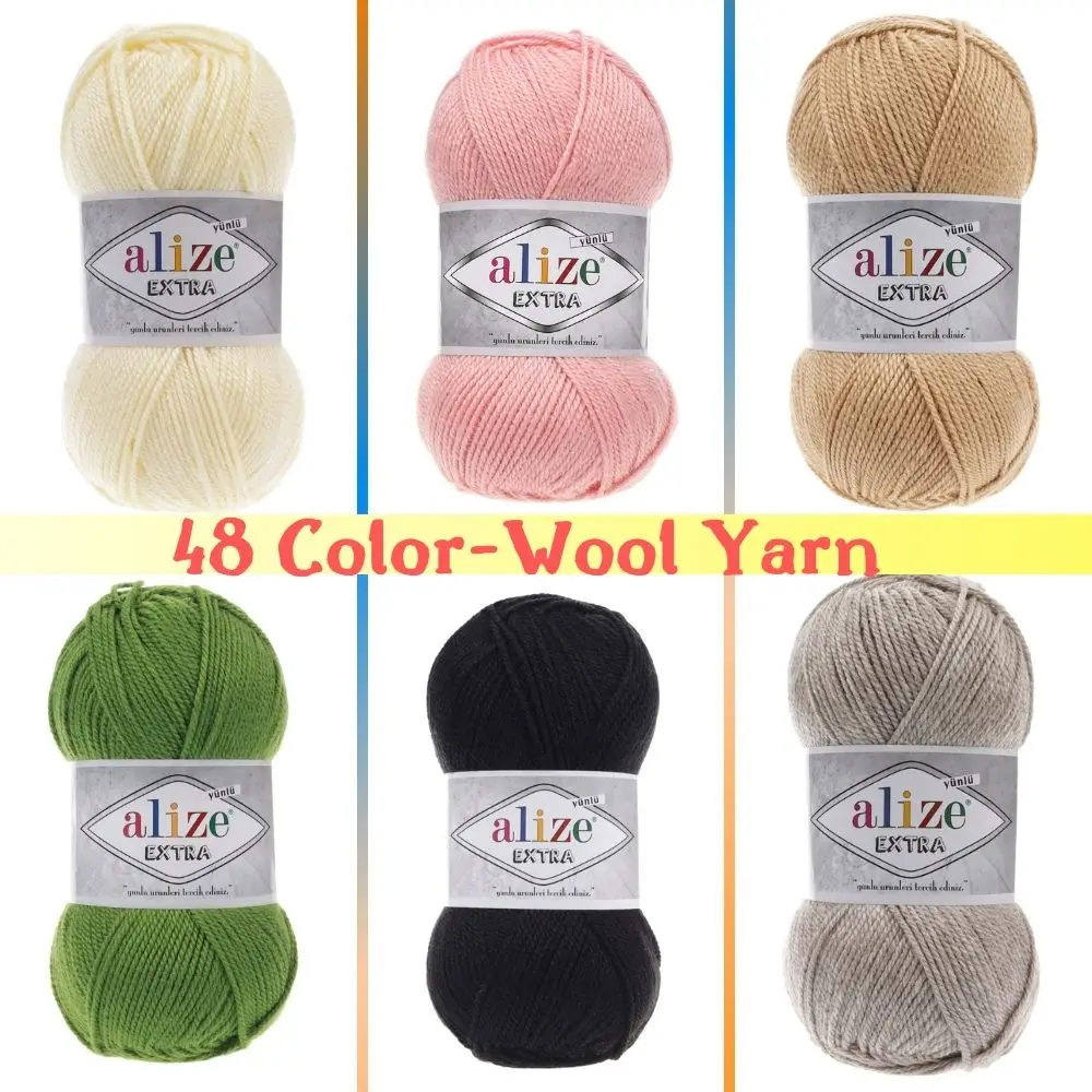 Wool Knitted Yarn-(5 BALL) 48 Color Options 220 Meters(100gr) Hand Knitting-Alize Extra-Amigurumi-Acrylic-Baby-Warm-Winter-DIY