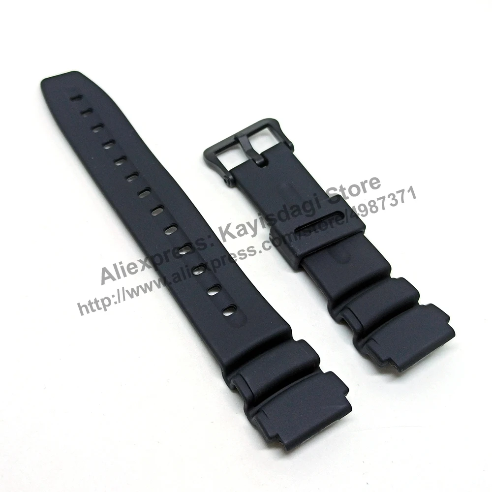 19mm Black Rubber Watch Band / Strap Compatible for Casio DW-290,  DW-290B,  DW-290GMV,  DW-290GMVT,  DW-290MV,  DW-290MVT