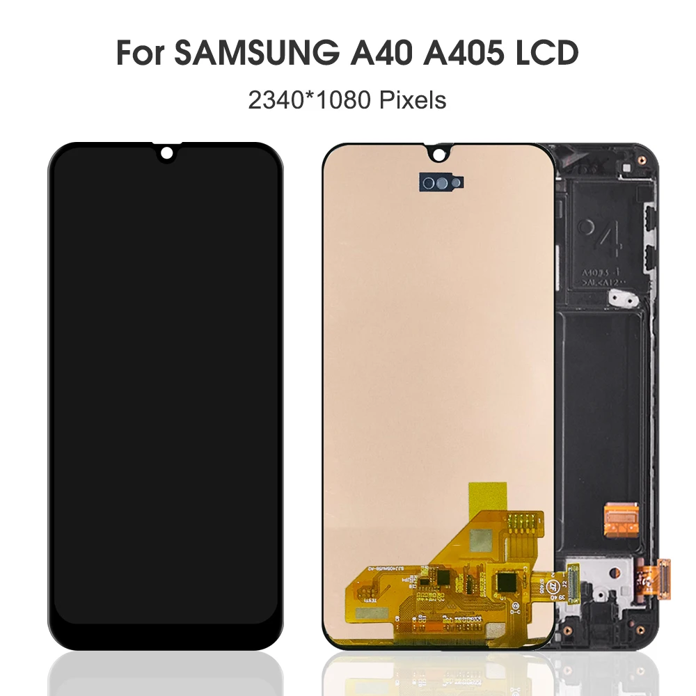 Super AMOLED Per Samsung A40 Display LCD Touch Screen Digitizer Assembly Parti di Riparazione A405F SM-A405FN/DS Con Telaio LCD