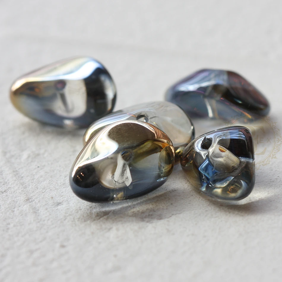 DIY Supply-10 Pieces Plated Crystal Glass Spacer Beads - Nugget 17x12mm (G341)