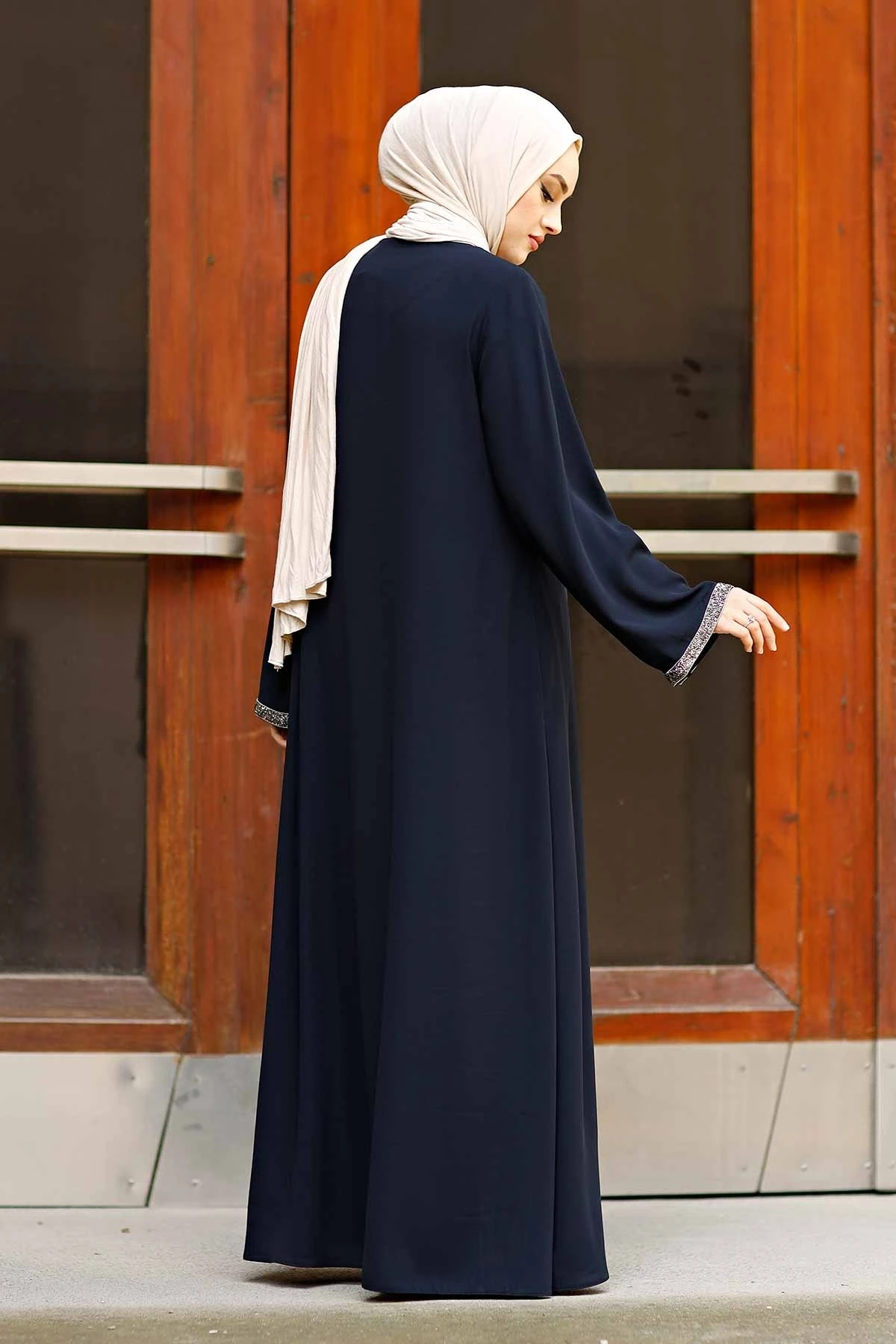 Front Zippered Arms Stone Abaya Dress Turkey Muslim Fashion Islam Clothing Dubai Istanbul Istanbulstyles 2021