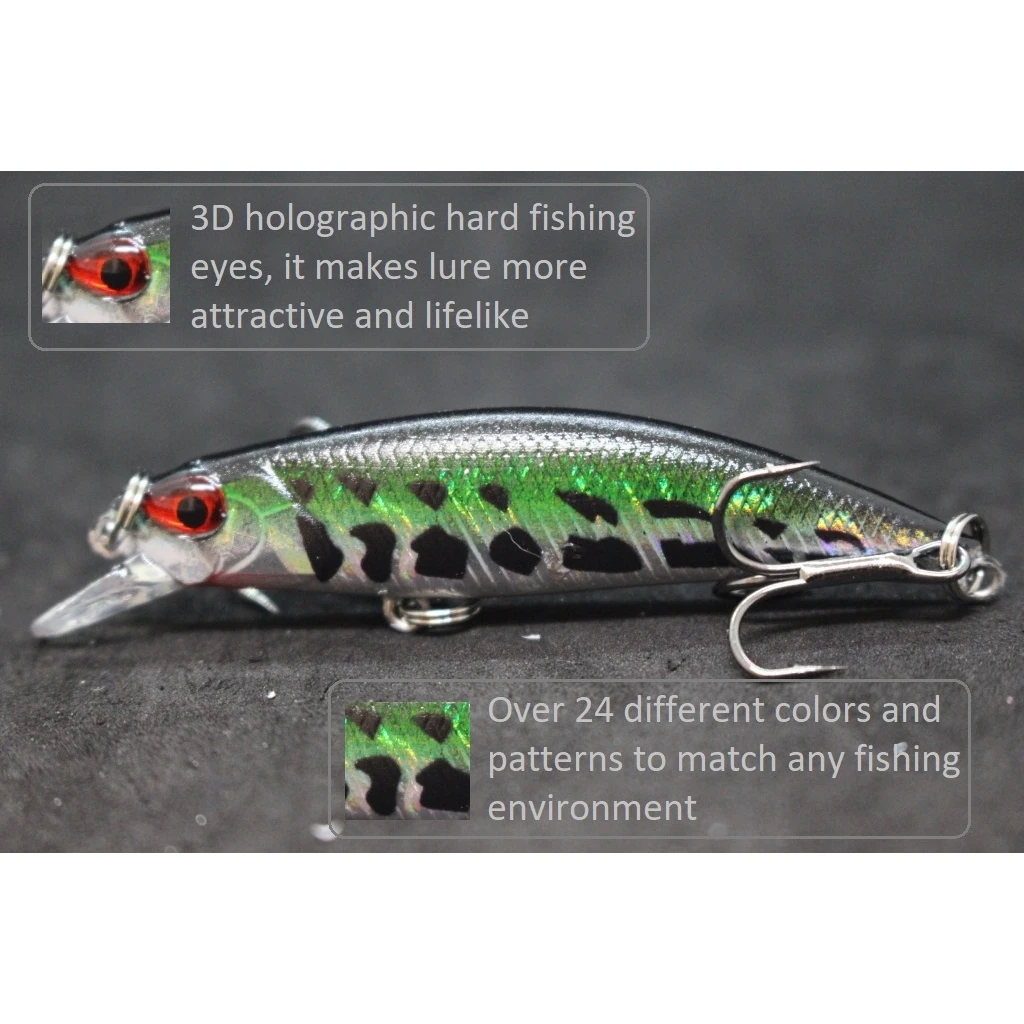 wLure Minnow Fishing Lure 5g 6cm Slow Sinking Jerkbait Long Casting Multiple Colors Tiny M777