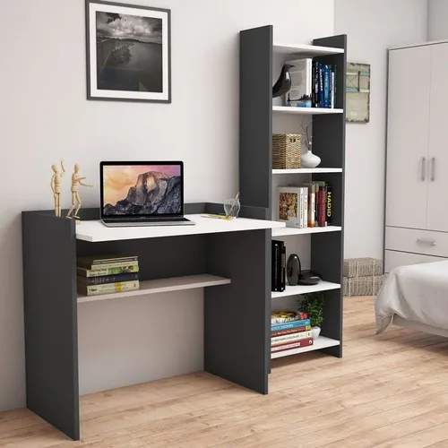 Bimossa Kösem Bookcase and Work Table Anthracite White