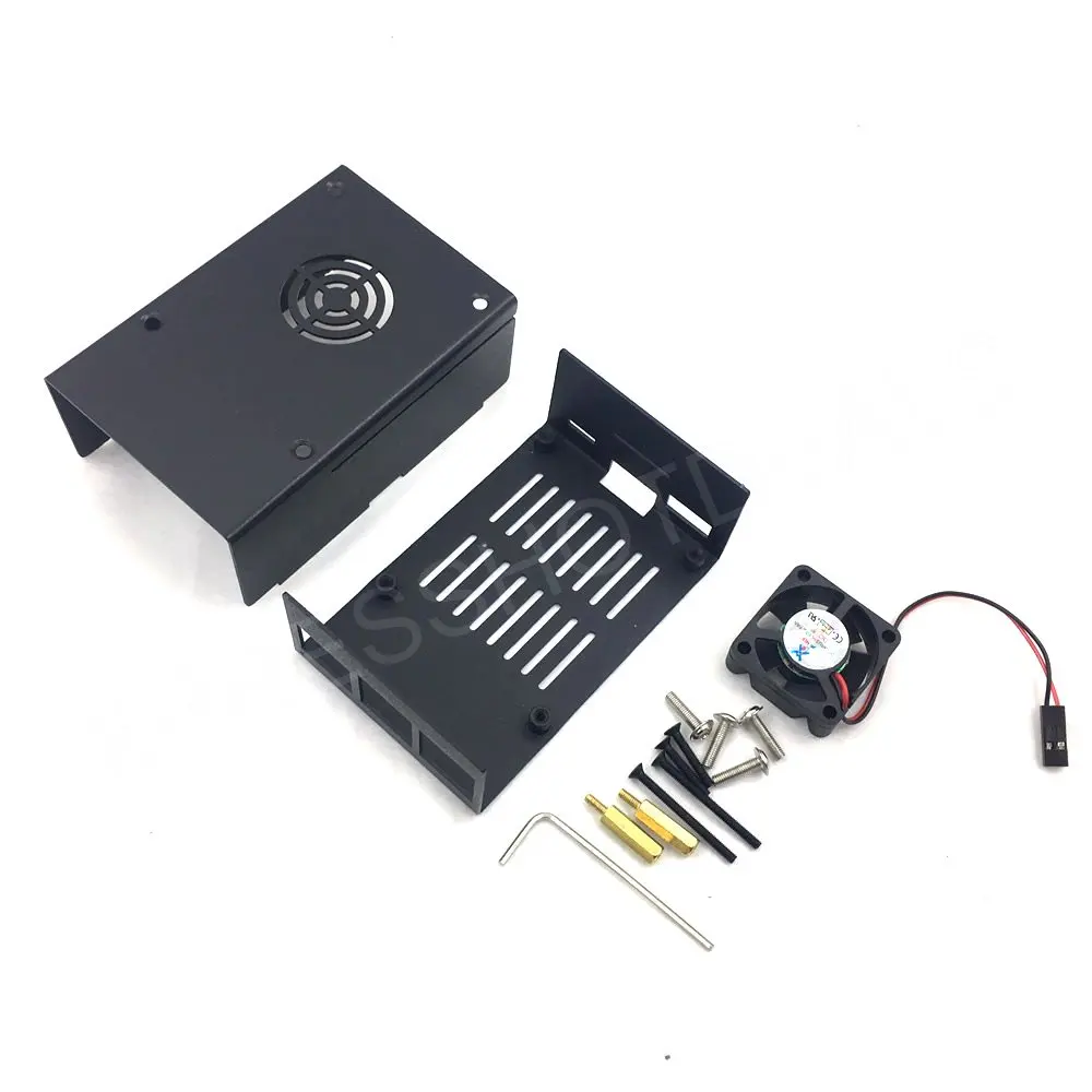 Raspberry Pi 4 Model B Black/Sliver Metal Steel Case with Cooling Fan