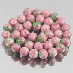 Natural Stone Pink Green Colorful Rain Jaspers Round Loose Beads for Jewelry Making DIY Woman Bracelet Necklace 4/6/8/10/12mm