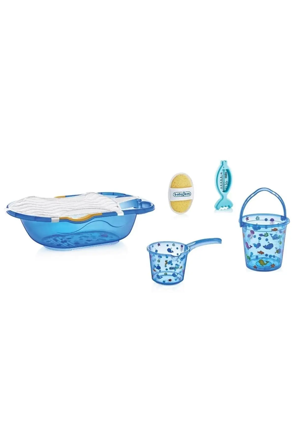 Transparent Patterned Baby Bath Set 6 Parça Termometreli