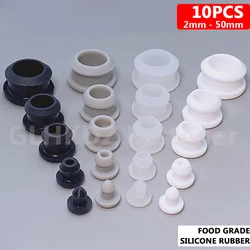 10Pcs 2mm-50mm tappi di chiusura a scatto in gomma siliconica tappo tappo tondo tappi terminali per tubi guarnizione nero bianco trasparente grigio