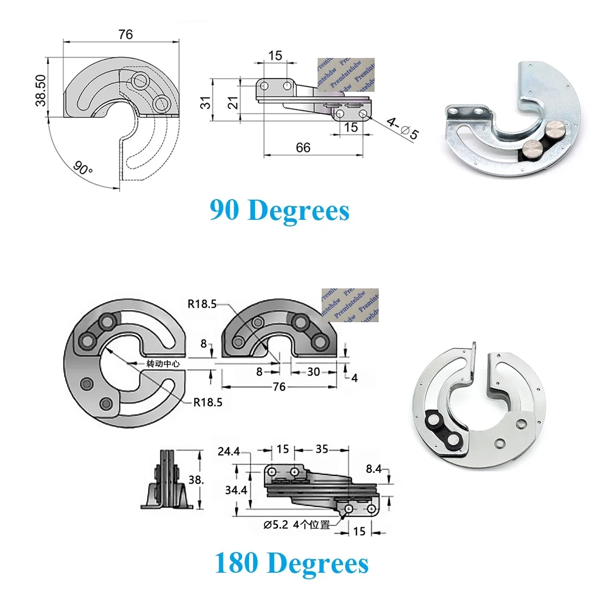 4Pcs 90 180 Degrees Concealed Rotation Sliding Hinge Lid For Industrial Equipment Cabinet Door
