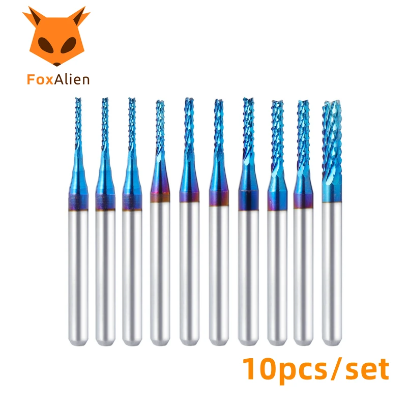 FoxAlien 10pcs frese CNC frese, 0.8-3.175mm 1/8 \