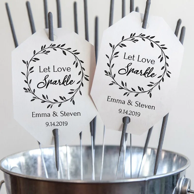100PCS Glow/Sparkler Stick Tagi Spersonalizowane tagi fajerwerków ślubnych Let Love Sparkle