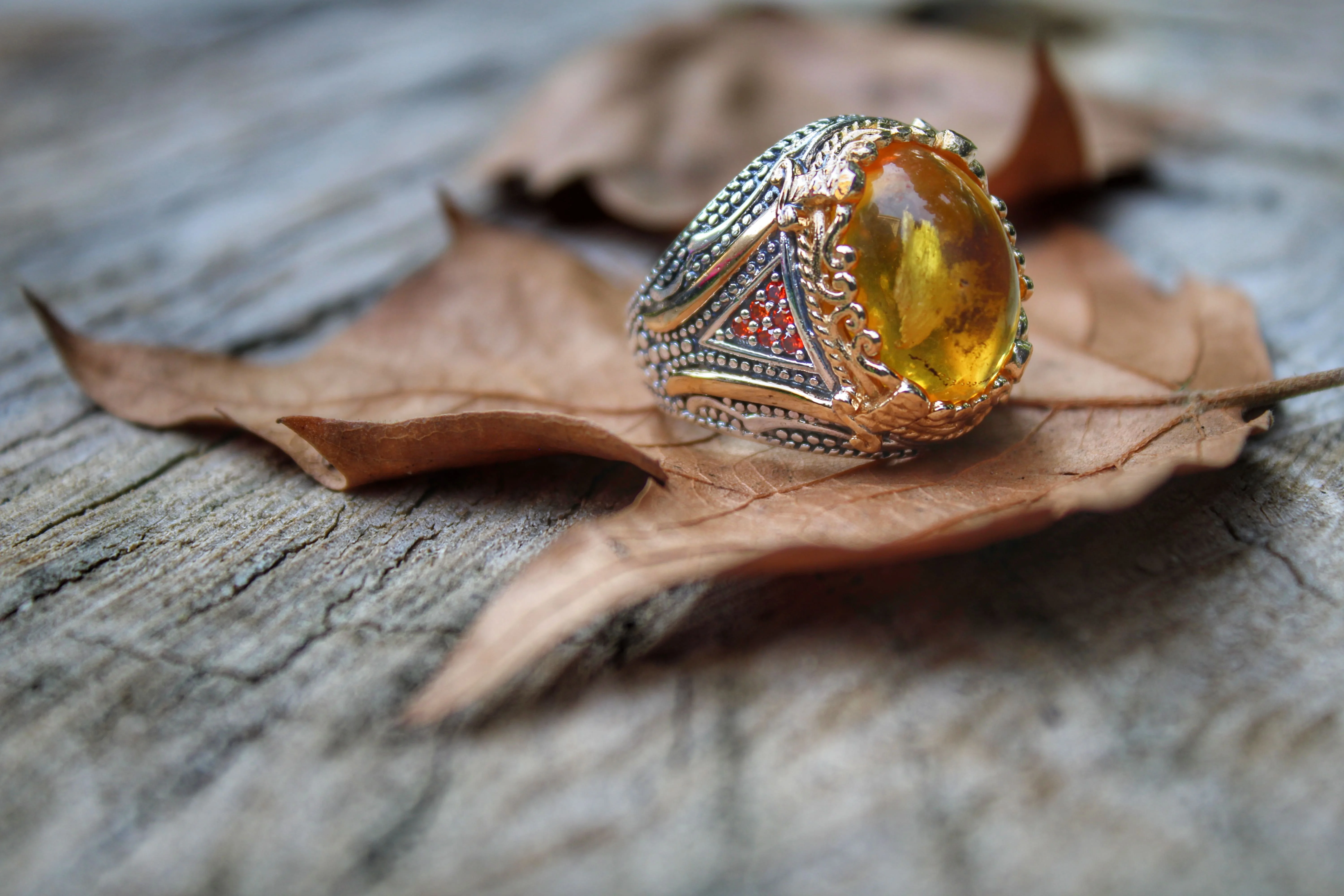 Real Pure 925 Sterling silver ring real amber stone hand made made in turkey luxury and trendy model vintage style new model