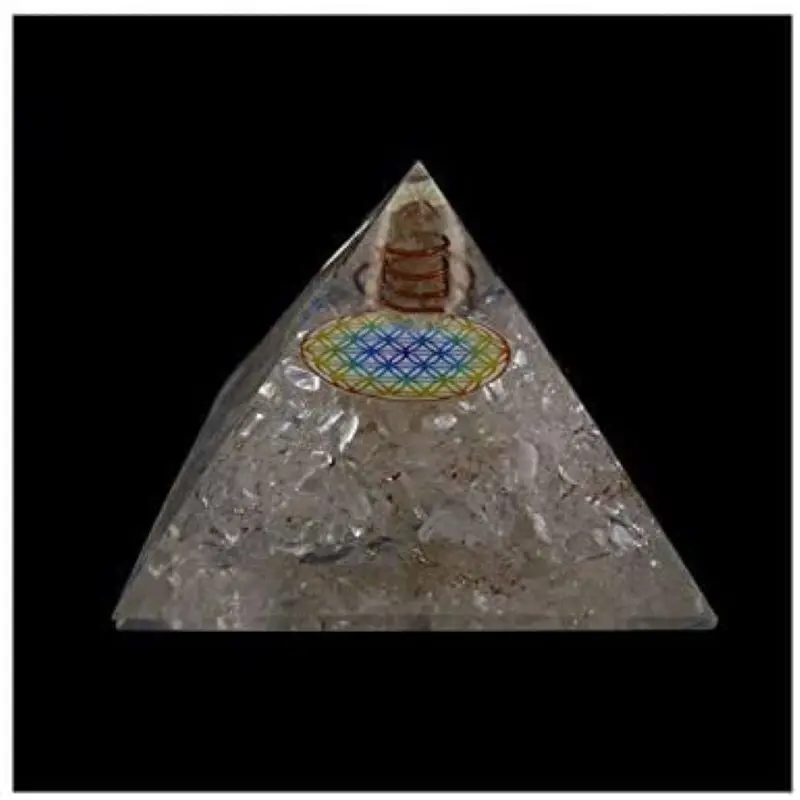 Pyramid orgone white quartz 9x9cm Feng Shui transforms negative energy to positive crystals therapy