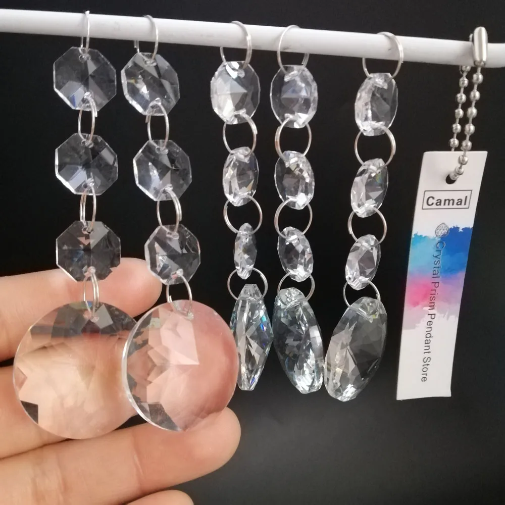 Camal 5Pcs Crystal 30mm Round Sunflower Prism Pendant Part Garland SunCatcher Hanging Chandelier Lamp Lighting Party Home Decor