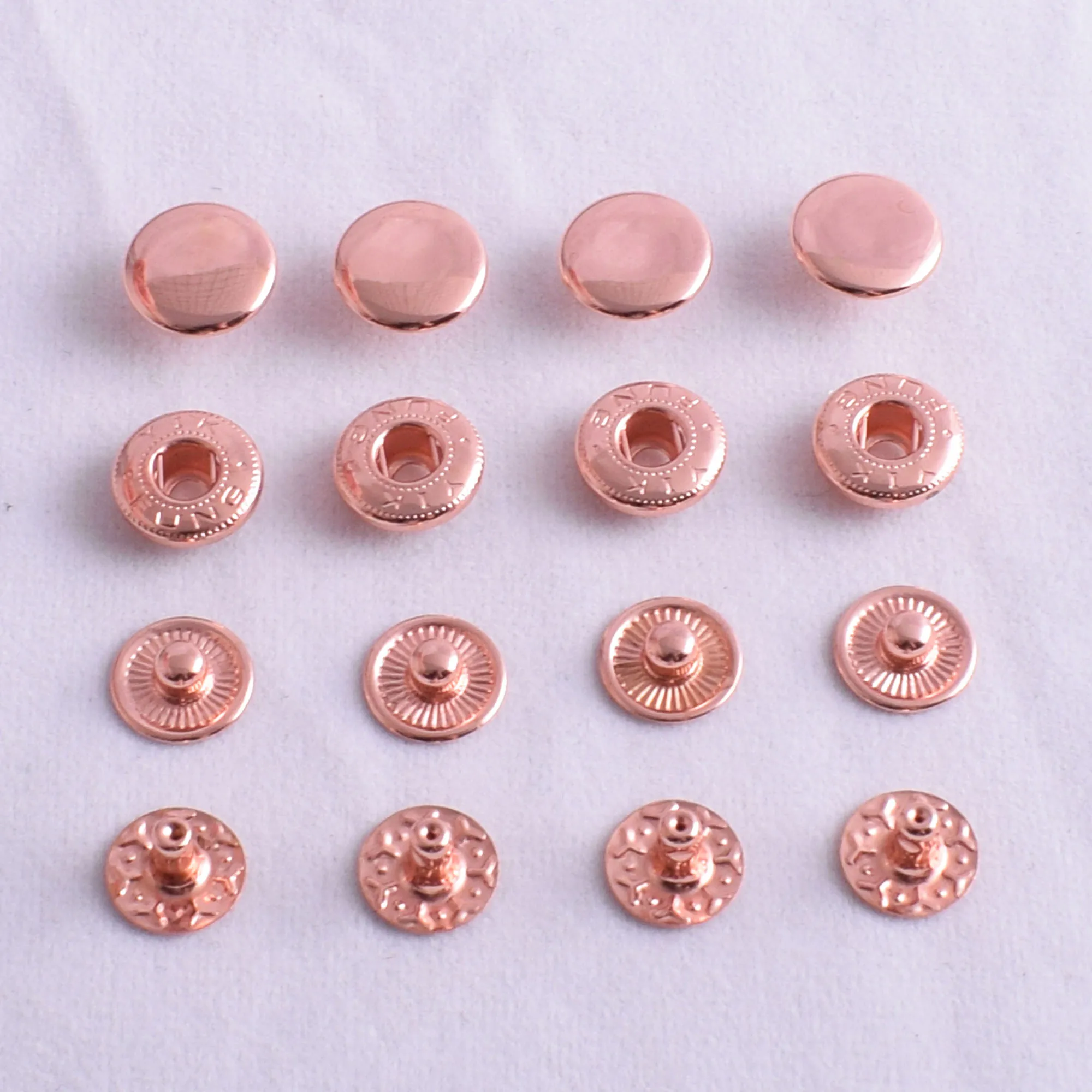 12mm Rose Gold Snap Button Snap Fasteners Press Studs Snap Rivet Buttons Poppers Snap Fasteners for Clothing Leather20/50sets