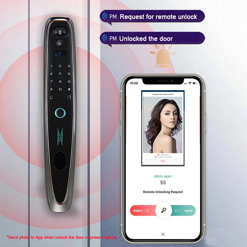 Tuya Smart 3D Face Door Lock Security Face & Camera Monitor Intelligent Fingerprint Password Biometric Electronic Key Unlock