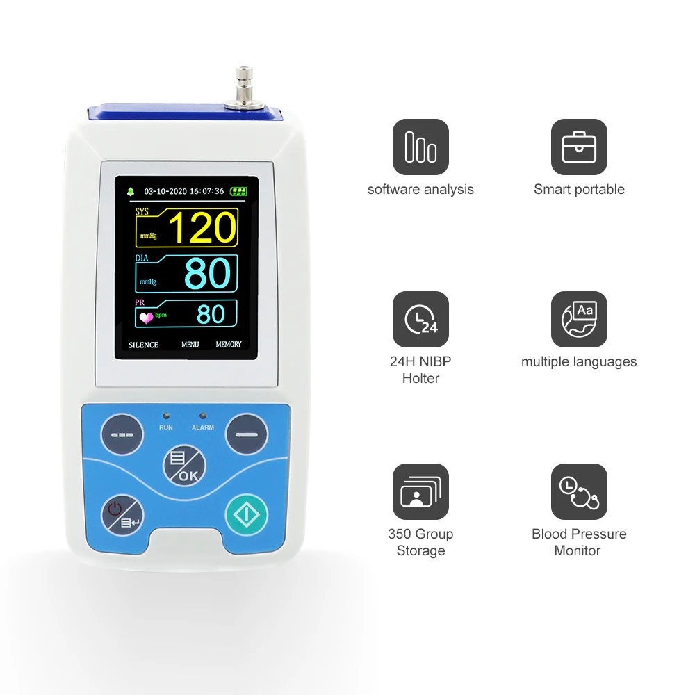 เครื่องวัดความดันโลหิตตามแขน24ชั่วโมง nibp Holter contec ABPM50 + ผู้ใหญ่, เด็ก, ใหญ่, 3 cuffs, ฟรีพีซีซอฟแวร์