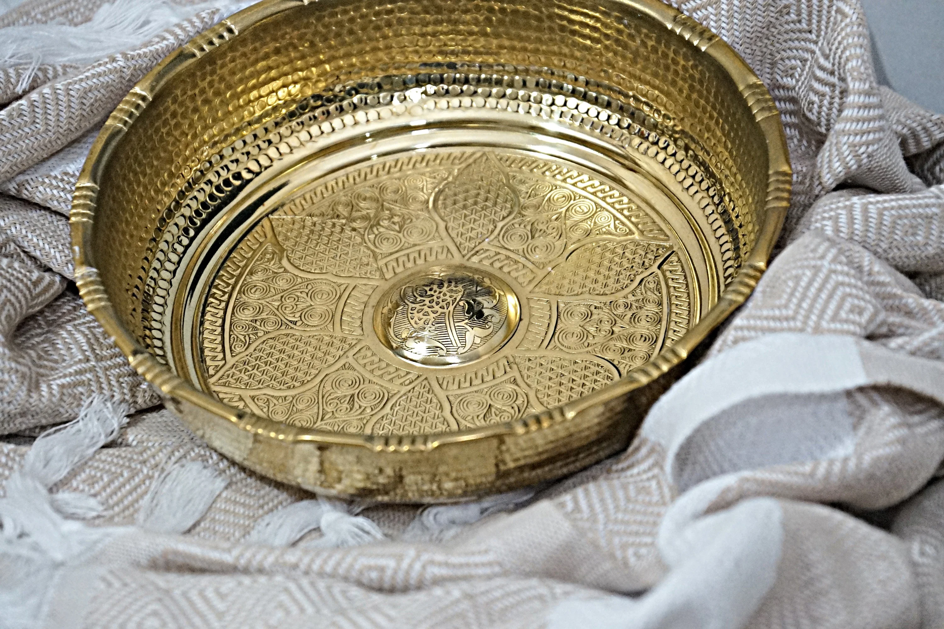 Super Brass Hand Hammered Patterned Brass Hammam Bath Bowl For bath Use Decorative Accessory Bath accessories by Allforhamam