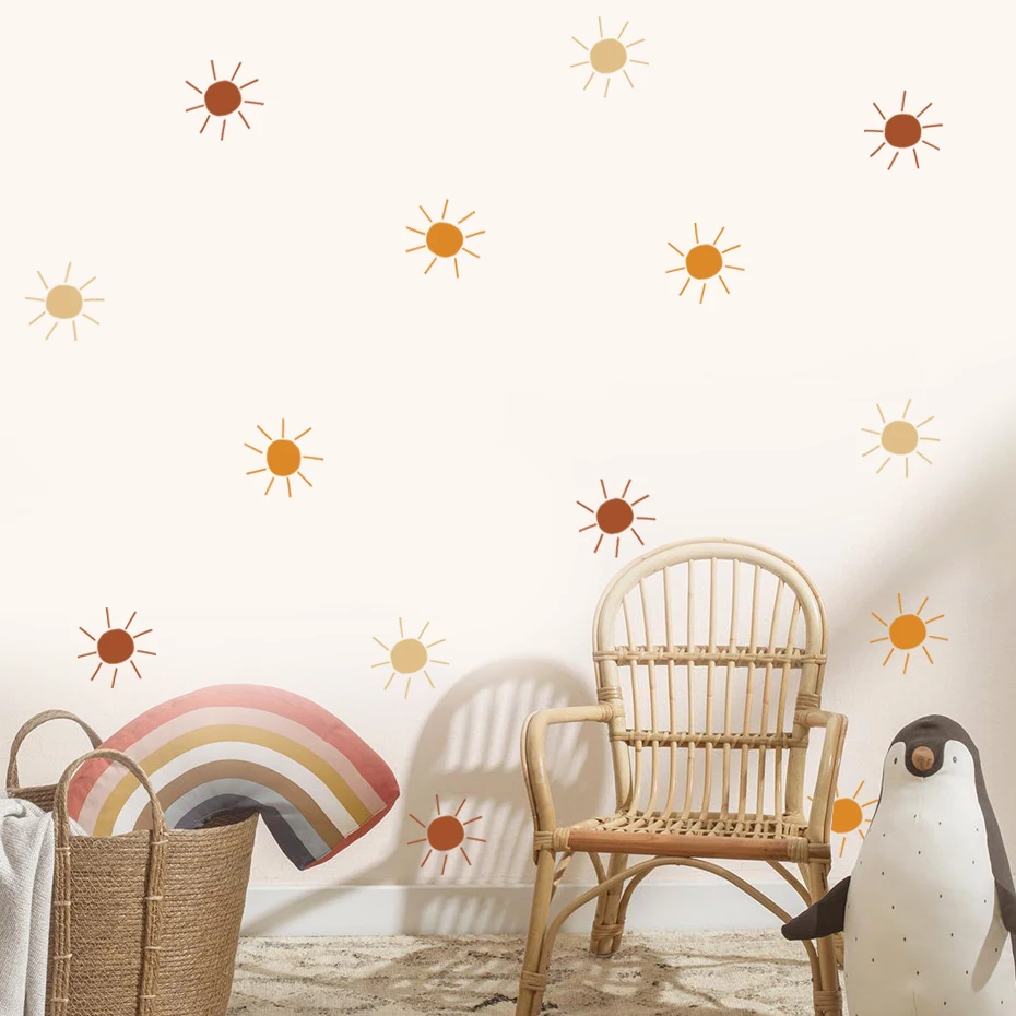 

Boho Sun Colorful Wall Sticker Nursery Vinyl Removable Wall Decals for Kids Boys Girls Room Interior Home Decoration Gifts