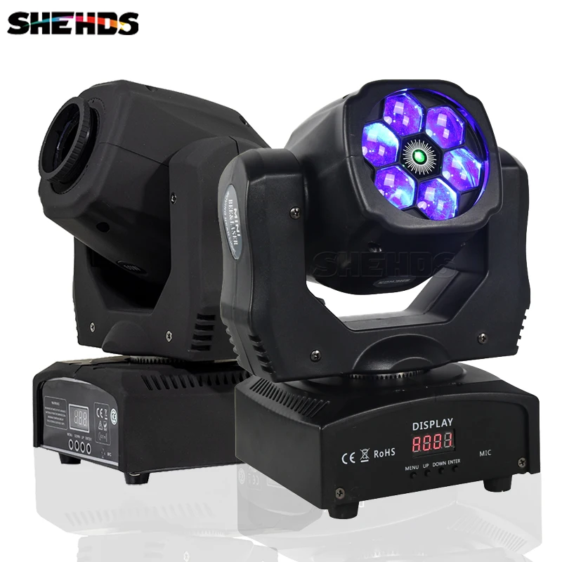 SHESDS High Quality 60W LED /6X15W Wash DMX Sound Controller 7 Gobos Light DJ Club Stage Lighting Party Disco Effect Sopt